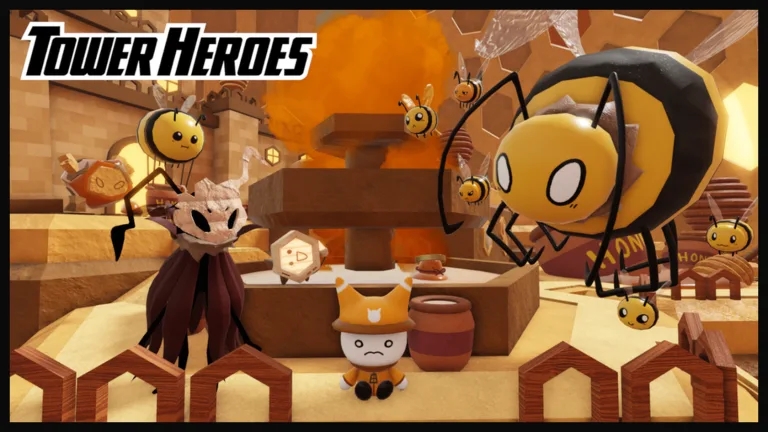 Batalla de defensa de torres de Tower Heroes en el mapa de colmena